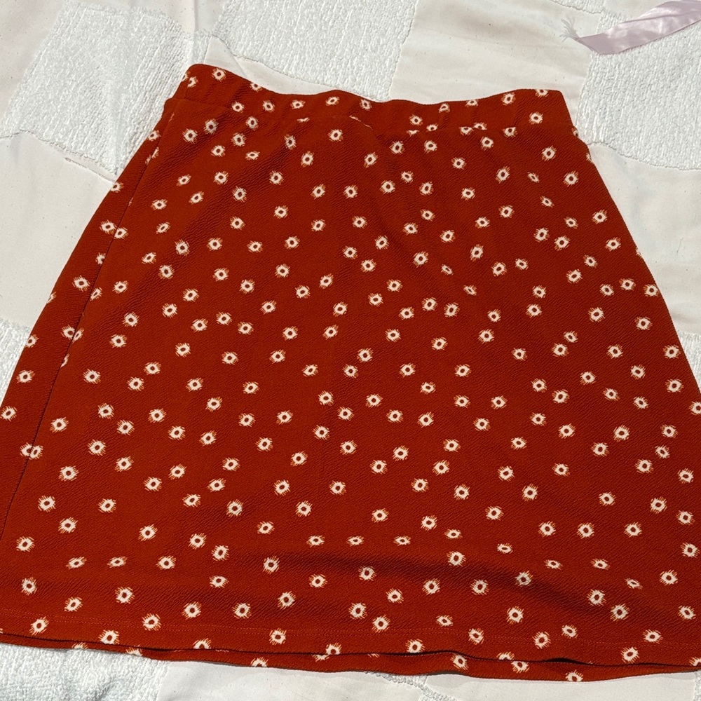 Le Lis Red Floral A-Line Skirt